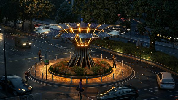 Candélabre solaire pour rond point: éclairez malin!